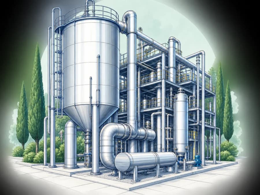 Ilustración técnica de una instalación industrial